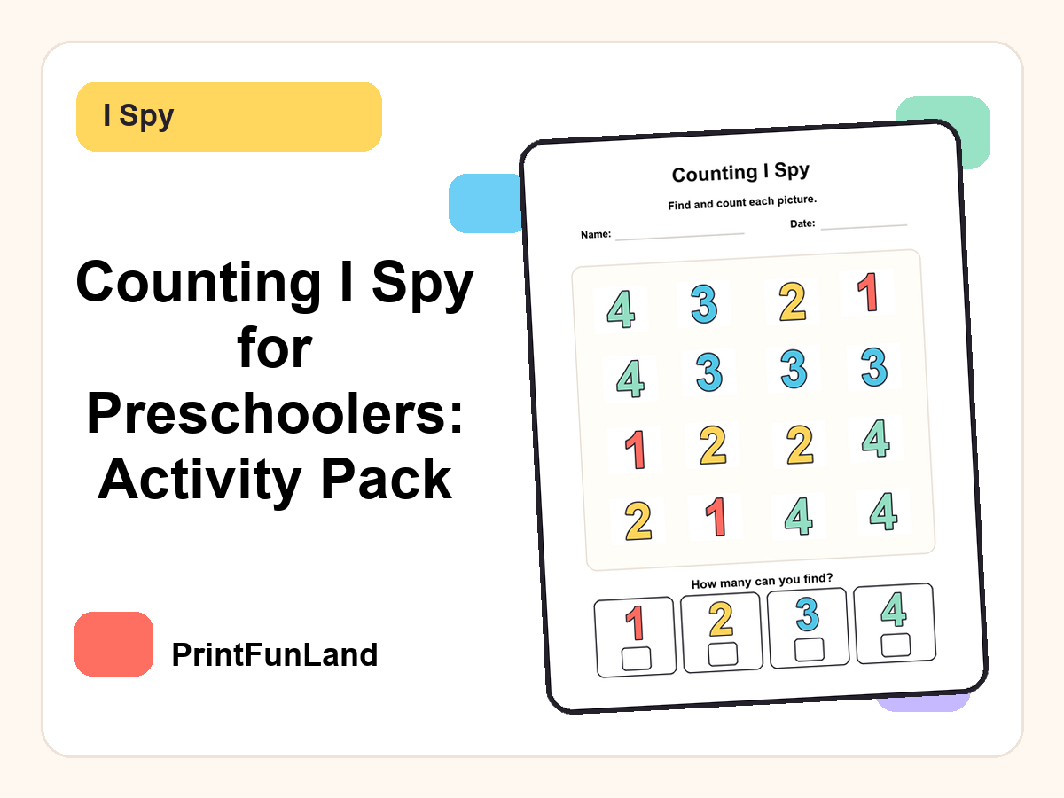 Counting I Spy for Preschoolers printable preview
