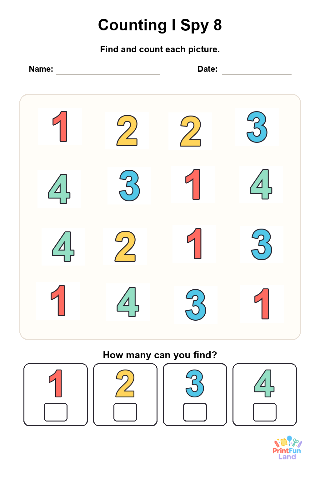 Counting I Spy for Preschoolers printable page 8