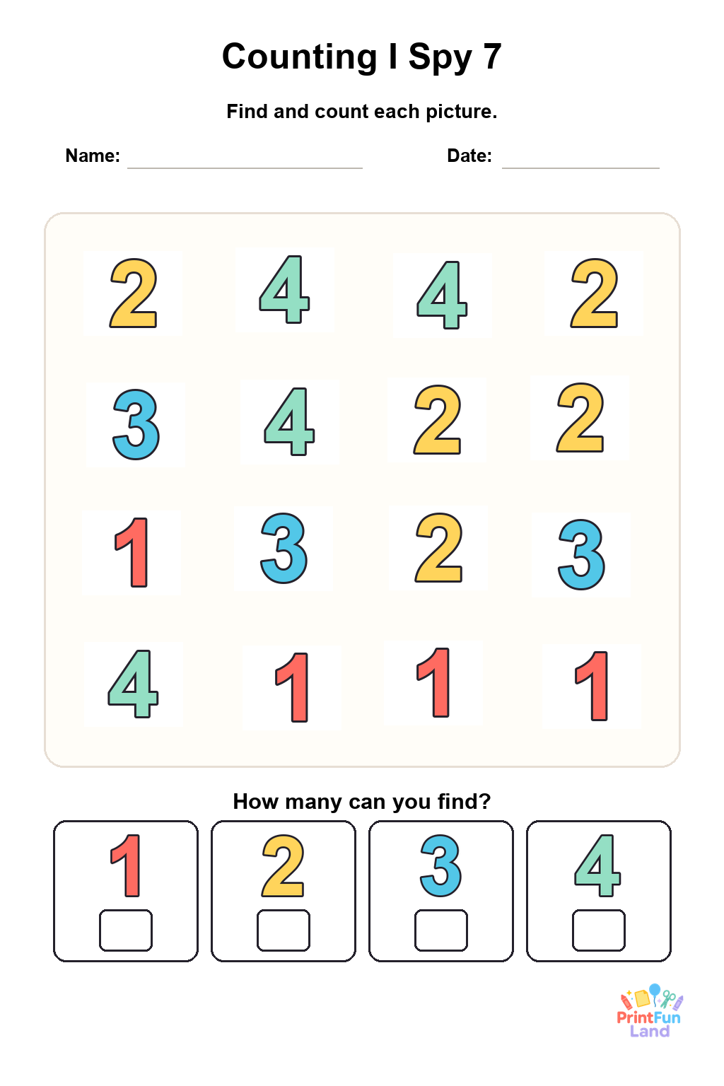 Counting I Spy for Preschoolers printable page 7