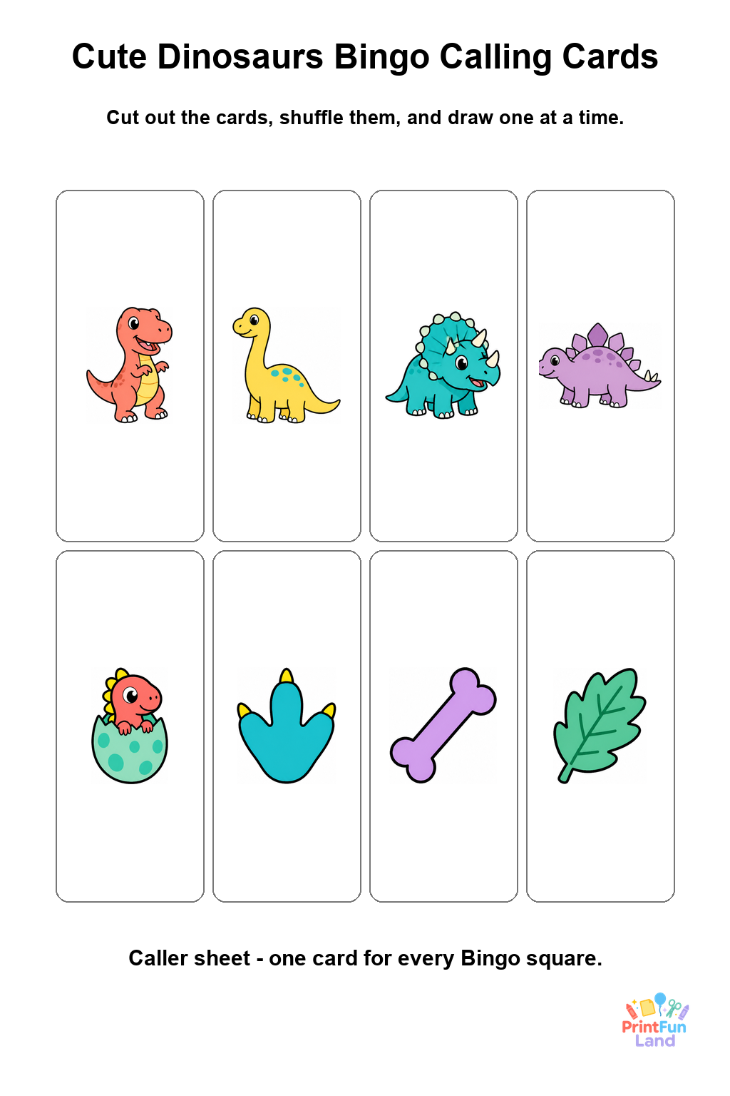 Cute Dinosaurs Bingo for Preschoolers printable page 9