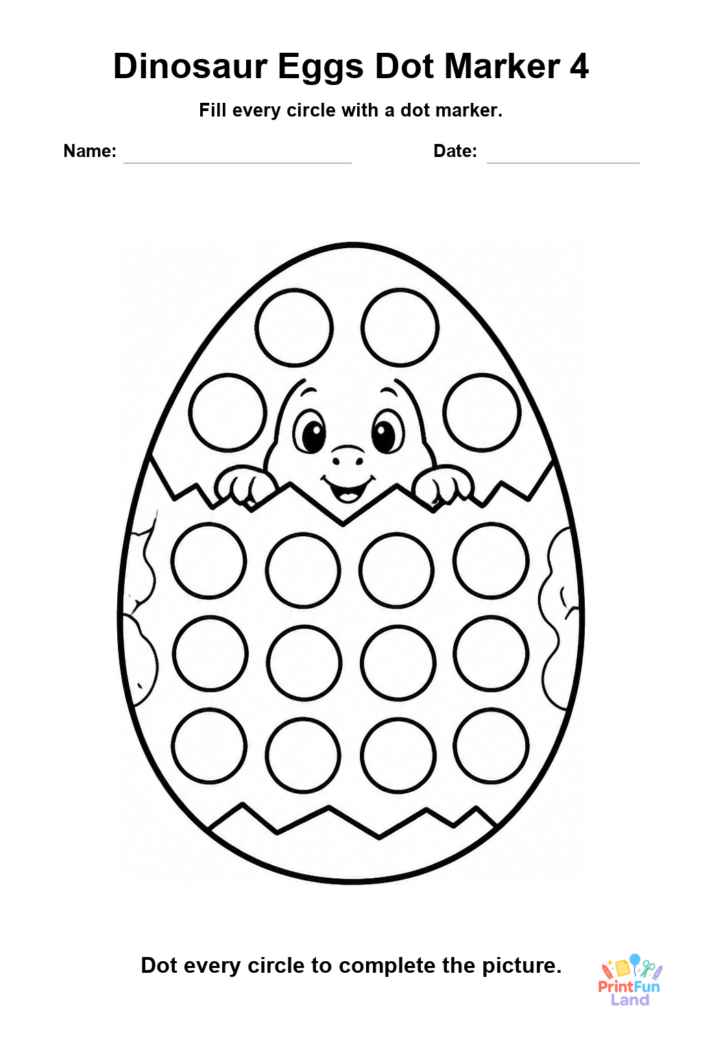 Dinosaur Eggs Dot Marker Pages for Preschoolers printable page 4