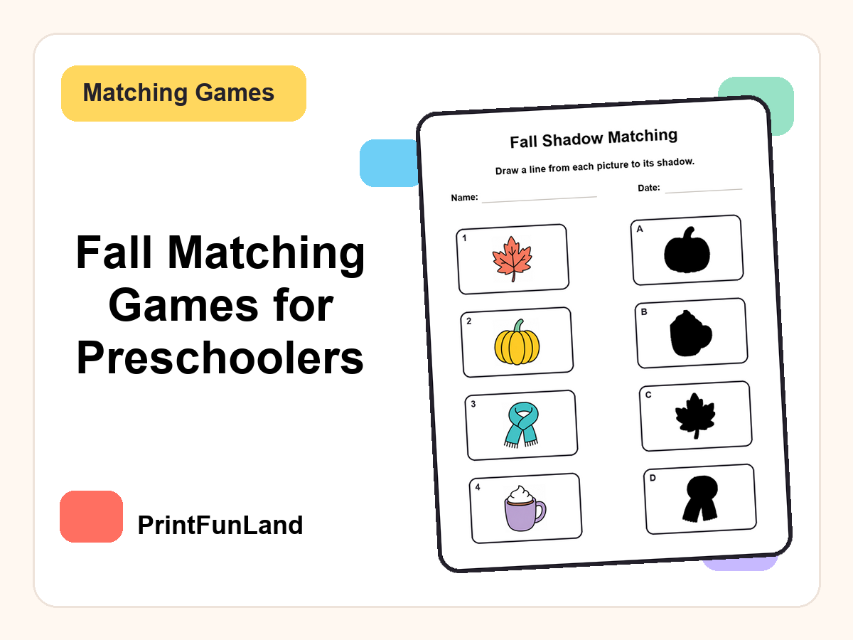 Fall Matching Games for Preschoolers printable preview