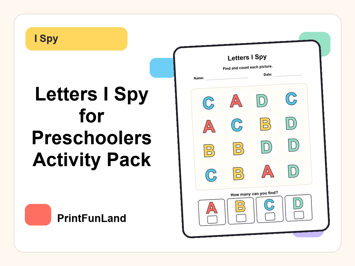 Letters I Spy for Preschoolers printable preview