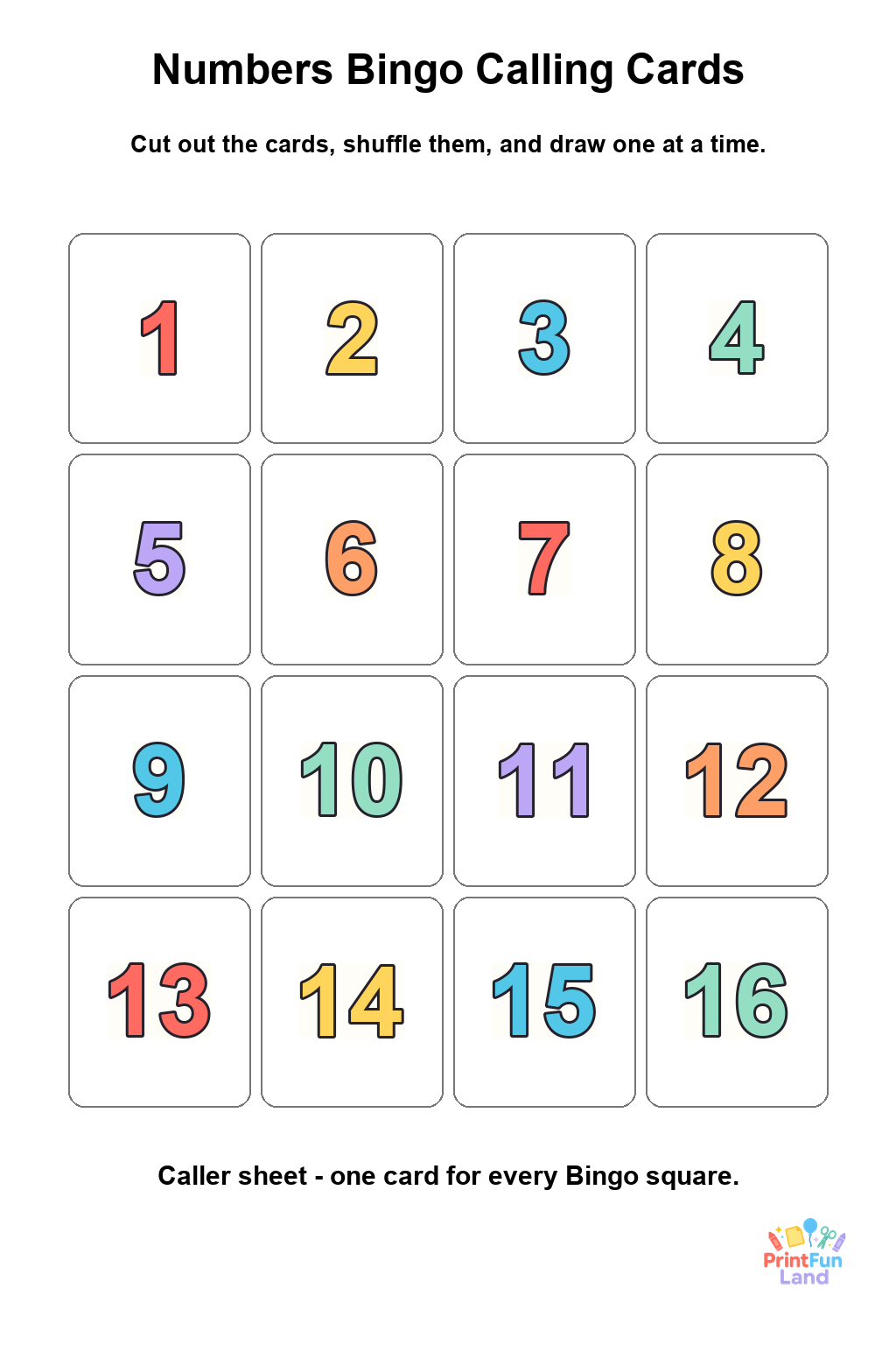 Numbers Bingo for Preschoolers printable page 9
