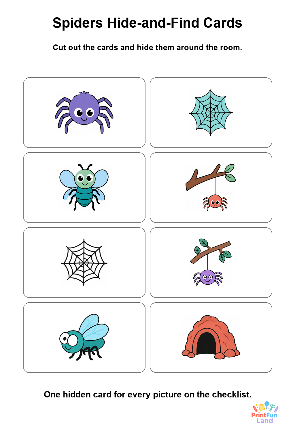 Spiders Scavenger Hunt for Preschoolers printable page 2