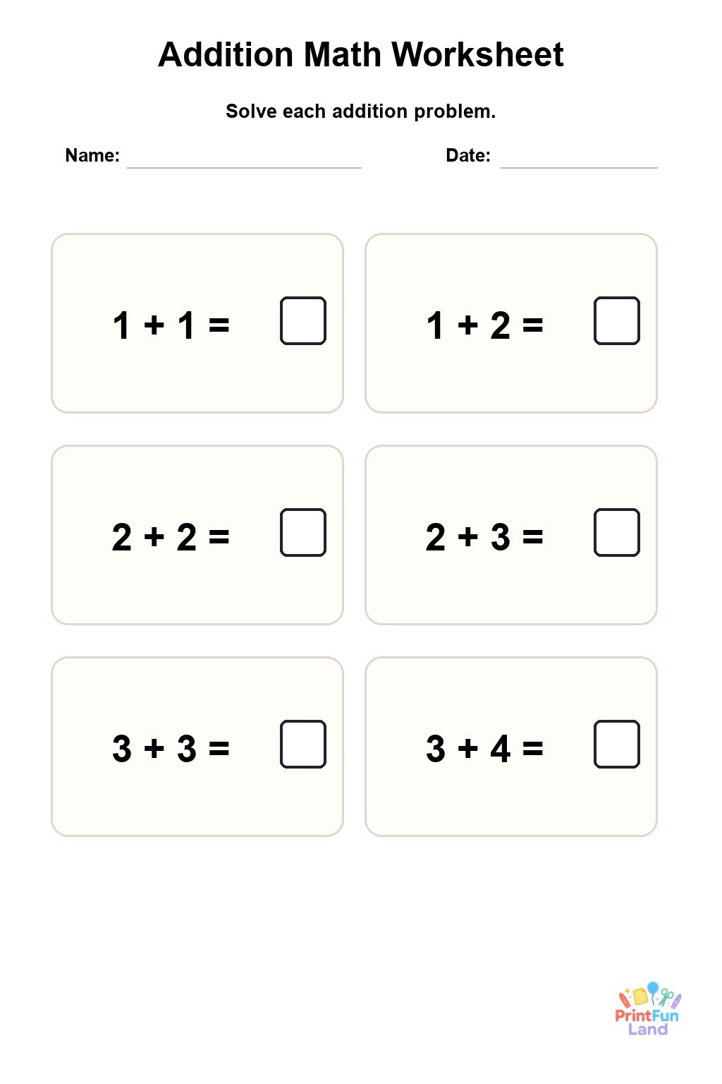 Addition Worksheets for Preschoolers printable page 5