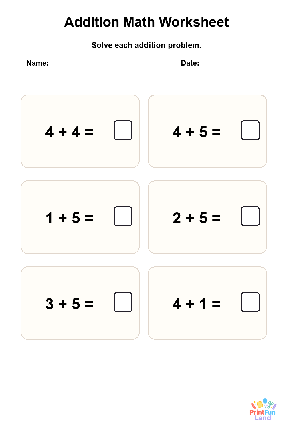 Addition Worksheets for Preschoolers printable page 10