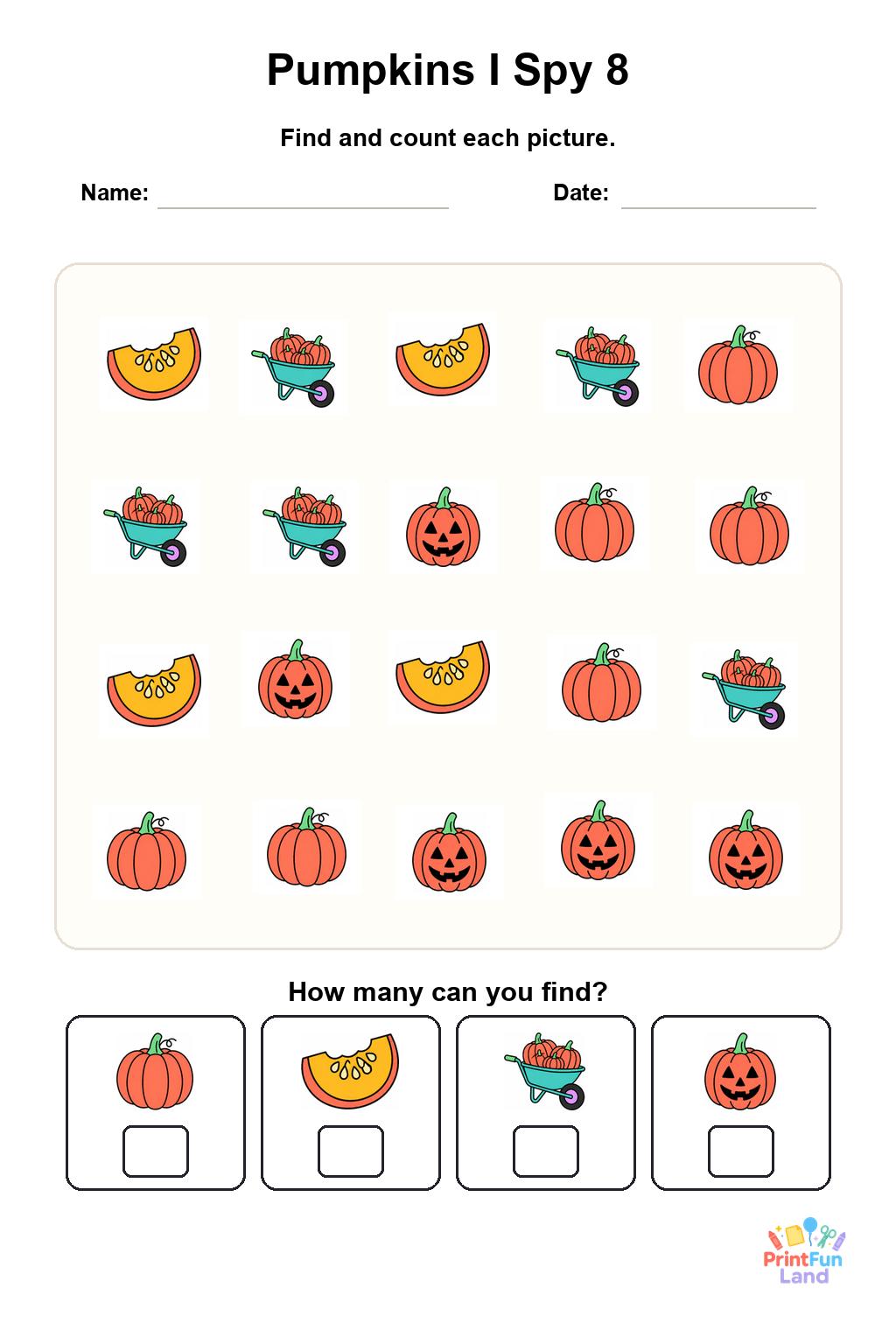 Pumpkins I Spy for Preschoolers printable page 8