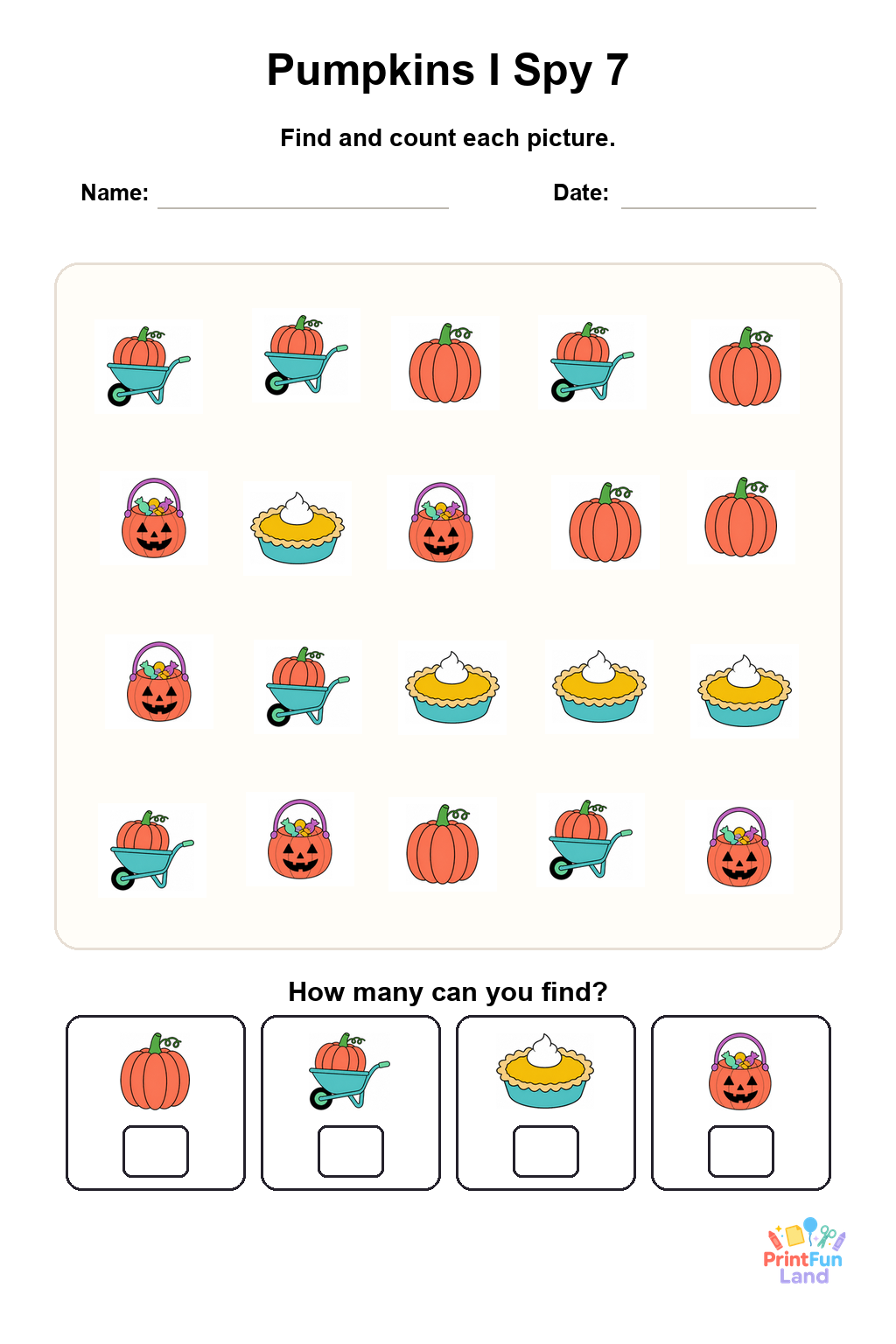 Pumpkins I Spy for Preschoolers printable page 7