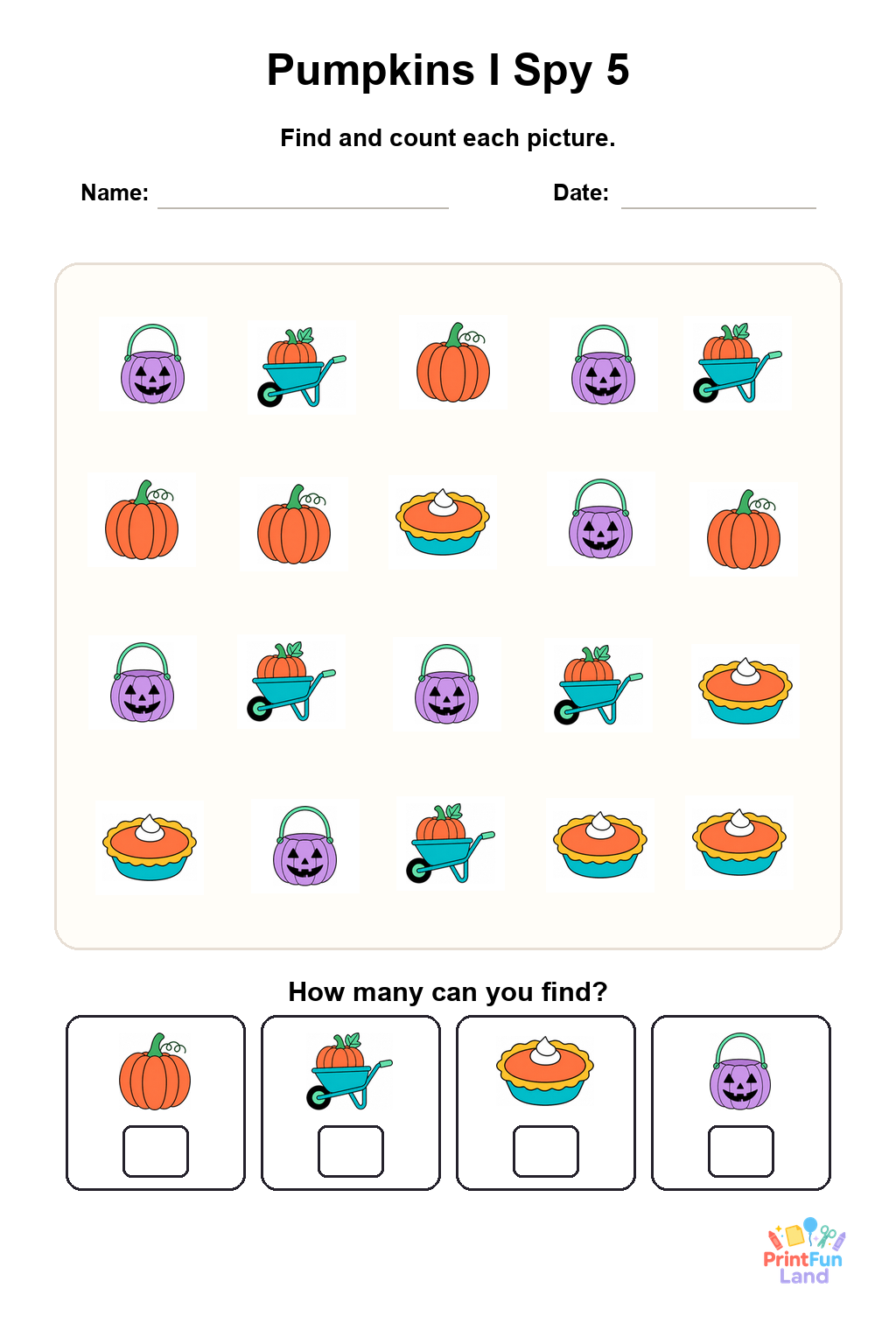 Pumpkins I Spy for Preschoolers printable page 5