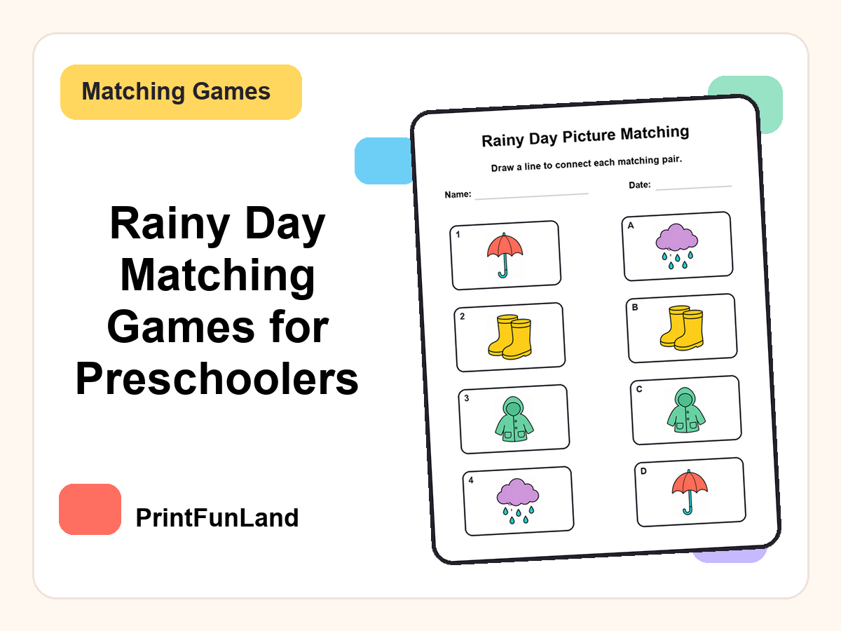 Rainy Day Matching Games for Preschoolers printable preview