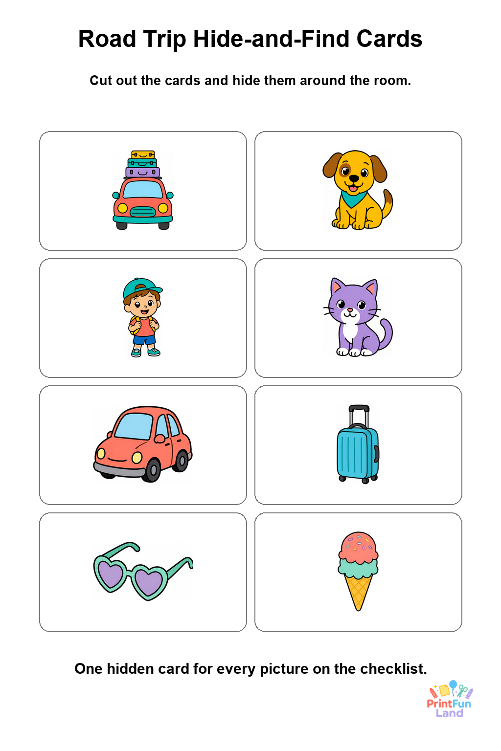 Road Trip Scavenger Hunt for Preschoolers printable page 2