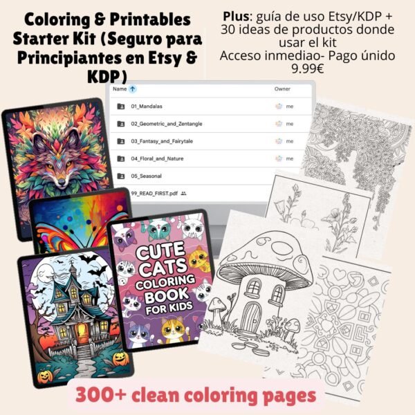 Coloring & Printables Starter Kit (Beginner-Safe for Etsy & KDP)