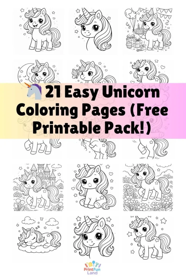 🦄 21 Easy Unicorn Coloring Pages (Free Printable Pack!)