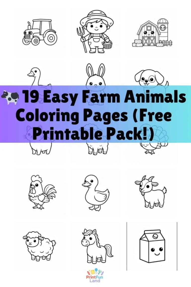 🐄 19 Easy Farm Animals Coloring Pages (Free Printable Pack!)